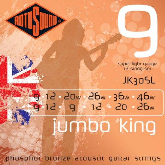 Струни китара 12-струнна ROTOSOUND - Модел JK30SL   